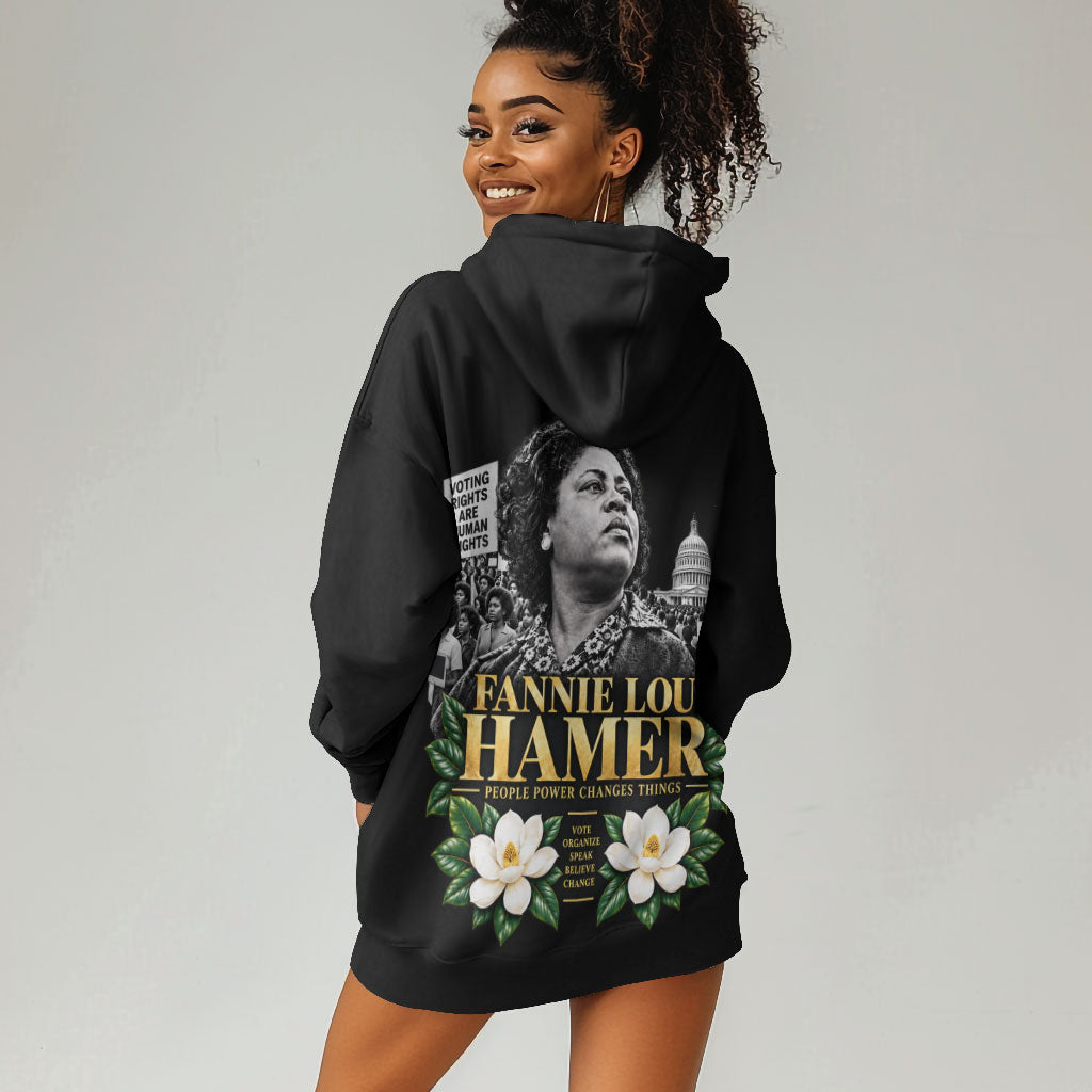 Fannie Lou Hamer Civil Rights Hoodie Dress Voting Rights Activist Magnolia Flowers Art