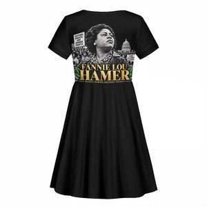 Fannie Lou Hamer Civil Rights Kid Short Sleeve Dress Voting Rights Activist Magnolia Flowers Art
