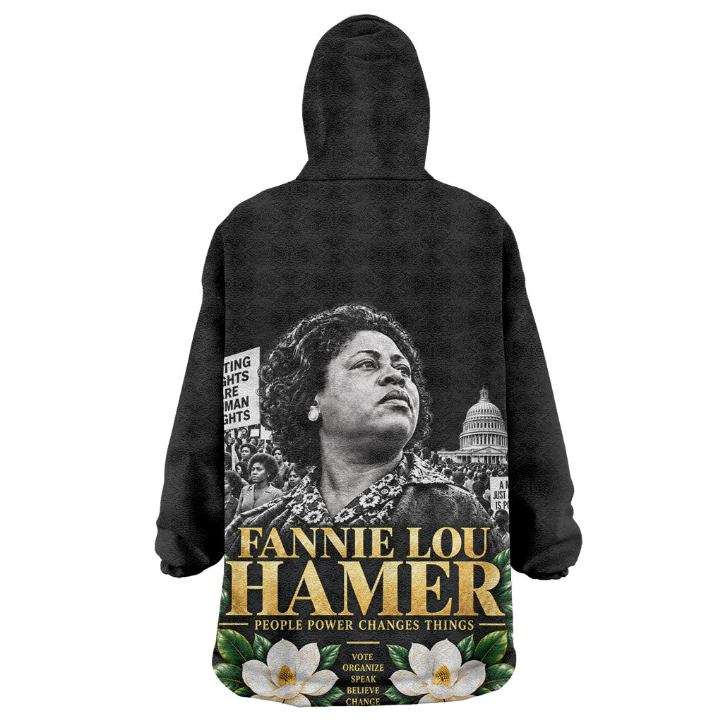 Fannie Lou Hamer Civil Rights Kid Wearable Blanket Hoodie Voting Rights Activist Magnolia Flowers Art