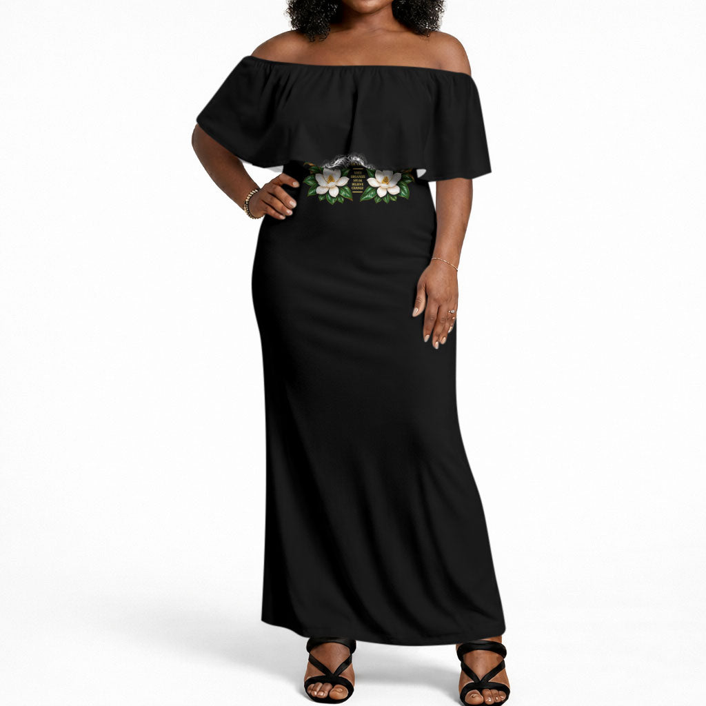 Fannie Lou Hamer Civil Rights Off Shoulder Maxi Dress Voting Rights Activist Magnolia Flowers Art