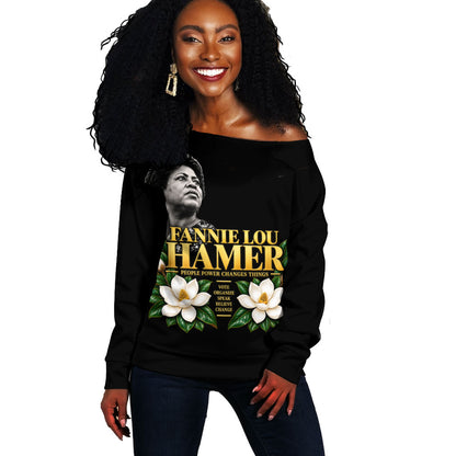Fannie Lou Hamer Civil Rights Off Shoulder Sweater Voting Rights Activist Magnolia Flowers Art