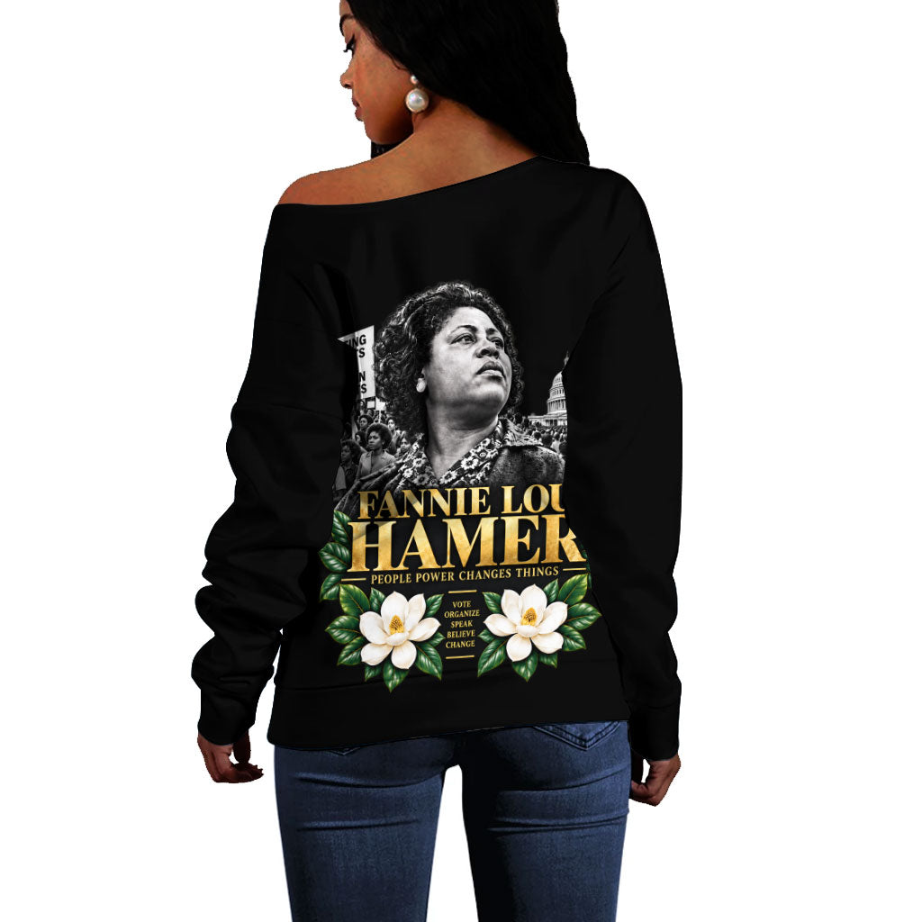 Fannie Lou Hamer Civil Rights Off Shoulder Sweater Voting Rights Activist Magnolia Flowers Art
