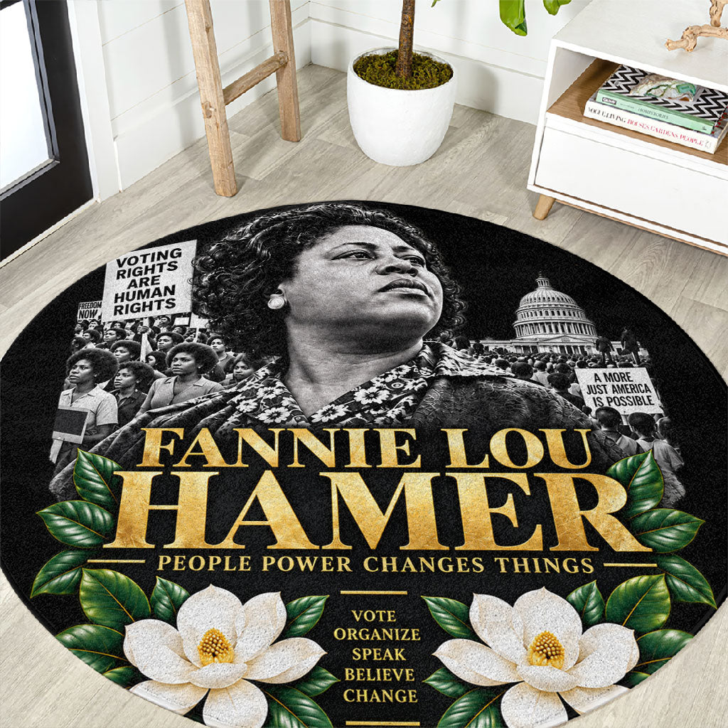 Fannie Lou Hamer Civil Rights Round Carpet Voting Rights Activist Magnolia Flowers Art