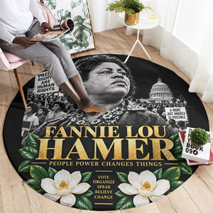 Fannie Lou Hamer Civil Rights Round Carpet Voting Rights Activist Magnolia Flowers Art
