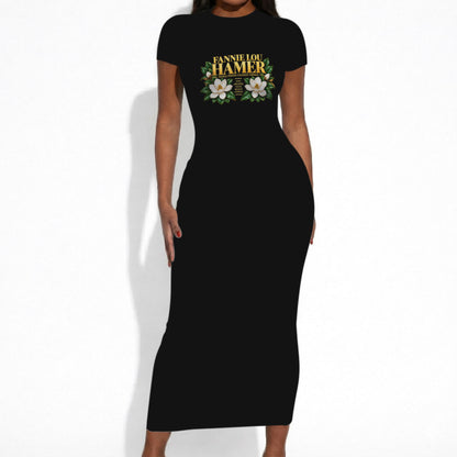 Fannie Lou Hamer Civil Rights Short Sleeve Bodycon Dress Voting Rights Activist Magnolia Flowers Art