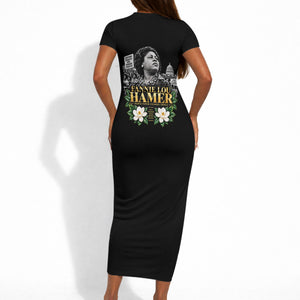Fannie Lou Hamer Civil Rights Short Sleeve Bodycon Dress Voting Rights Activist Magnolia Flowers Art