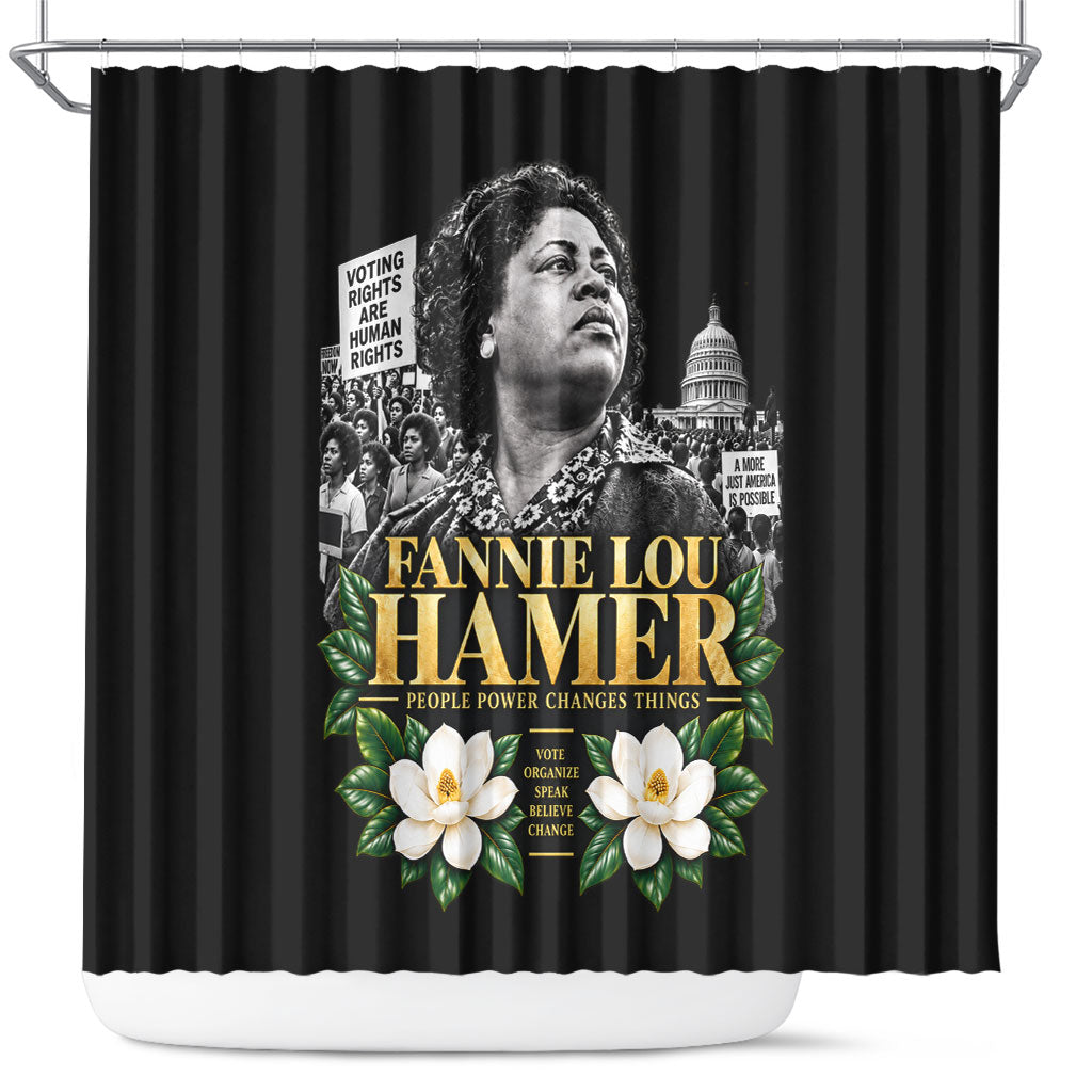 Fannie Lou Hamer Civil Rights Shower Curtain Voting Rights Activist Magnolia Flowers Art