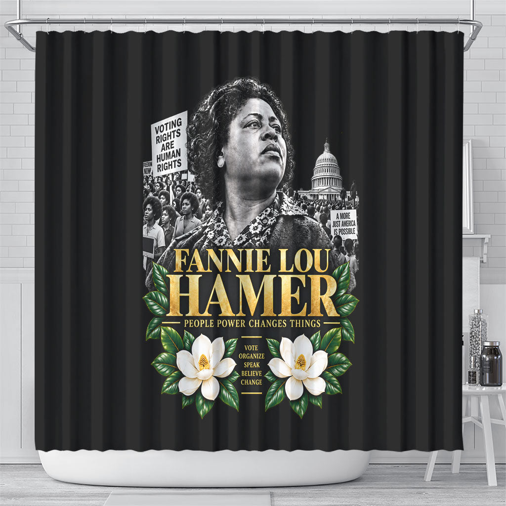 Fannie Lou Hamer Civil Rights Shower Curtain Voting Rights Activist Magnolia Flowers Art