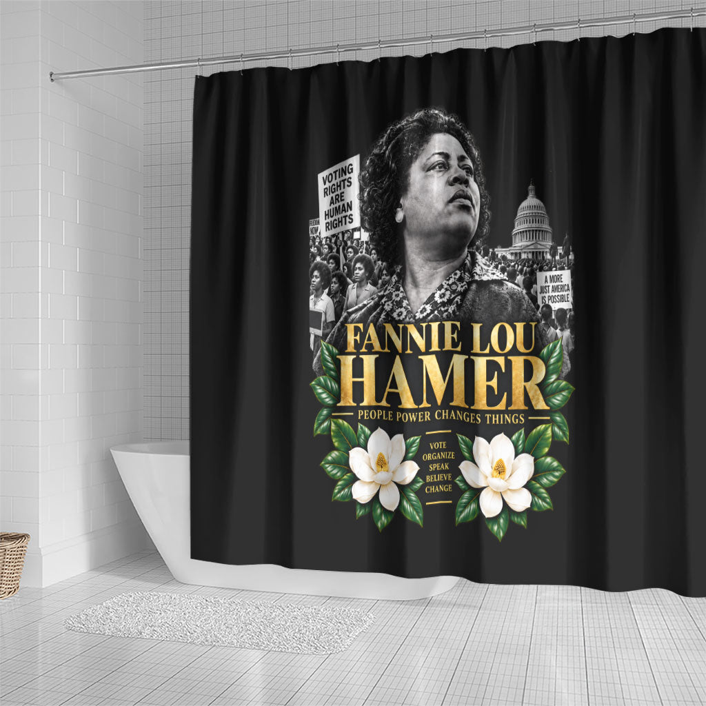 Fannie Lou Hamer Civil Rights Shower Curtain Voting Rights Activist Magnolia Flowers Art