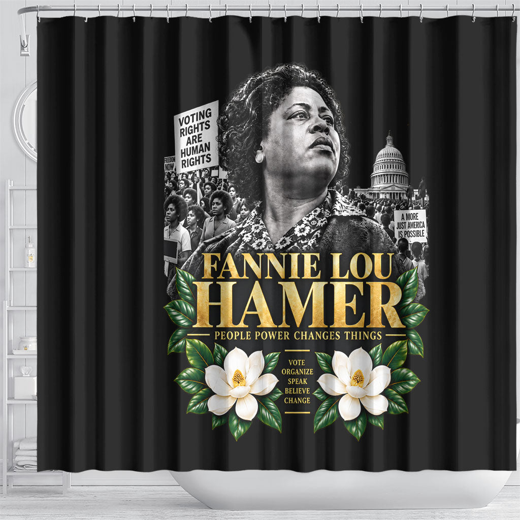 Fannie Lou Hamer Civil Rights Shower Curtain Voting Rights Activist Magnolia Flowers Art