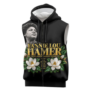Fannie Lou Hamer Civil Rights Sleeveless Zip Hoodie Voting Rights Activist Magnolia Flowers Art