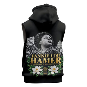 Fannie Lou Hamer Civil Rights Sleeveless Zip Hoodie Voting Rights Activist Magnolia Flowers Art