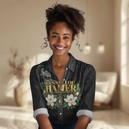 Fannie Lou Hamer Civil Rights Women Casual Shirt Voting Rights Activist Magnolia Flowers Art
