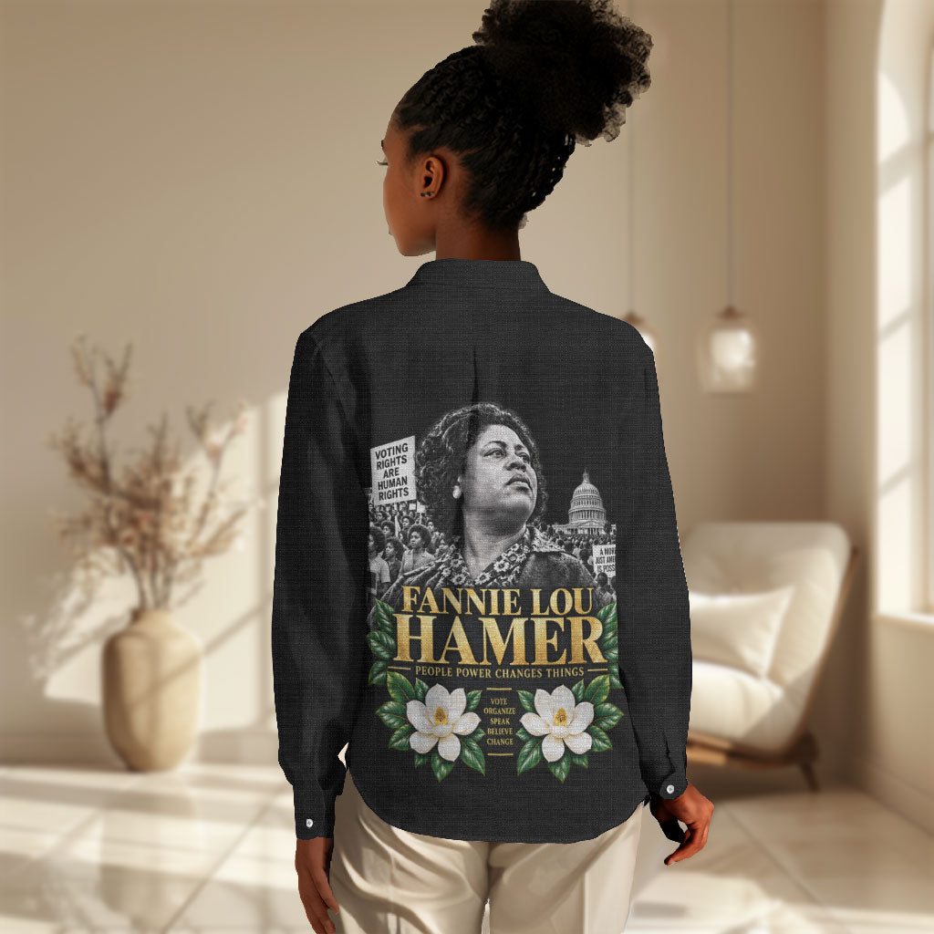 Fannie Lou Hamer Civil Rights Women Casual Shirt Voting Rights Activist Magnolia Flowers Art