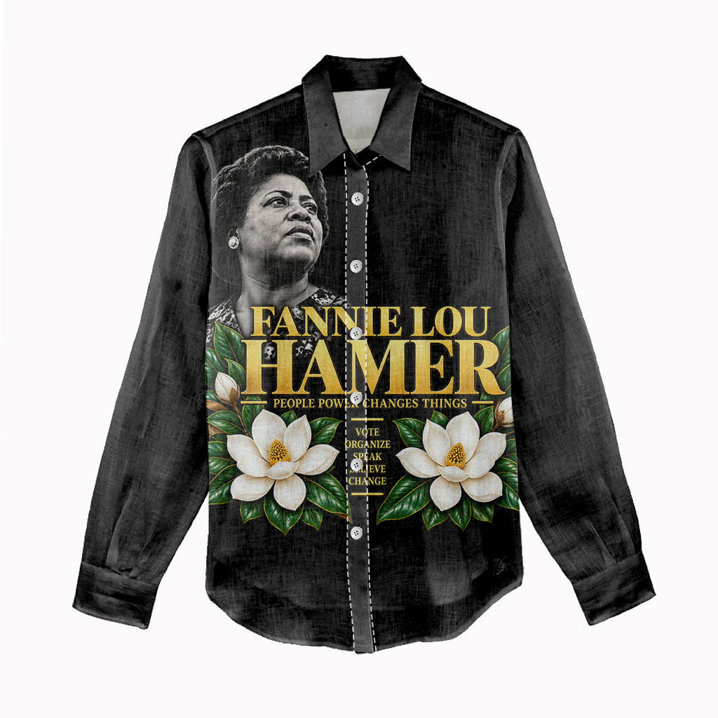 Fannie Lou Hamer Civil Rights Women Casual Shirt Voting Rights Activist Magnolia Flowers Art