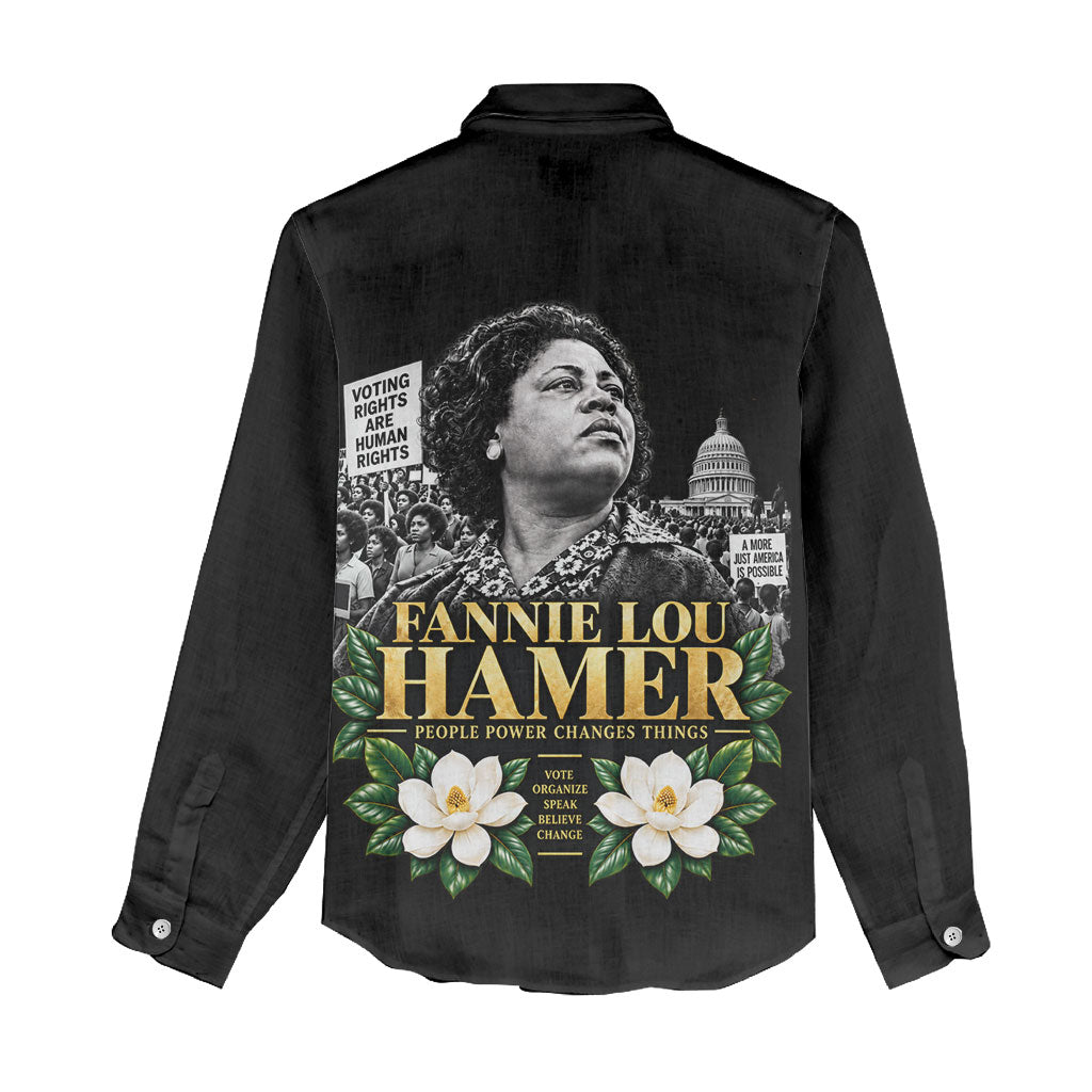 Fannie Lou Hamer Civil Rights Women Casual Shirt Voting Rights Activist Magnolia Flowers Art