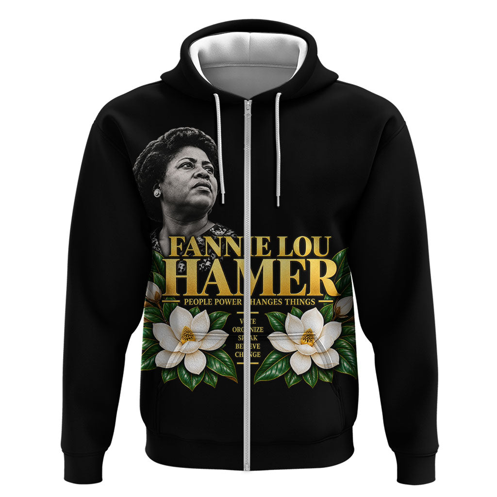 Fannie Lou Hamer Civil Rights Zip Hoodie Voting Rights Activist Magnolia Flowers Art