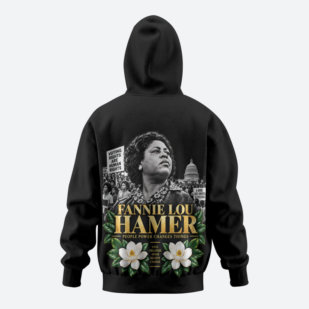 Fannie Lou Hamer Civil Rights Zip Hoodie Voting Rights Activist Magnolia Flowers Art