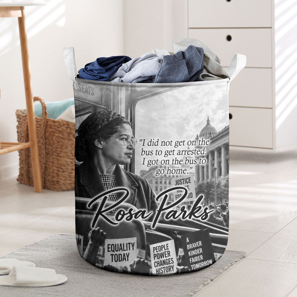Rosa Parks Civil Rights Laundry Basket Vintage Bus American Flag And Red Roses Tribute