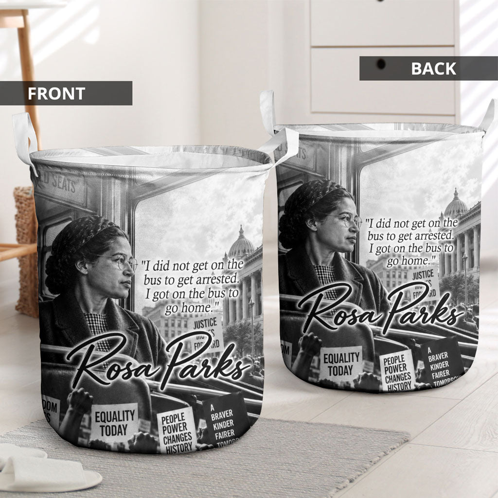 Rosa Parks Civil Rights Laundry Basket Vintage Bus American Flag And Red Roses Tribute