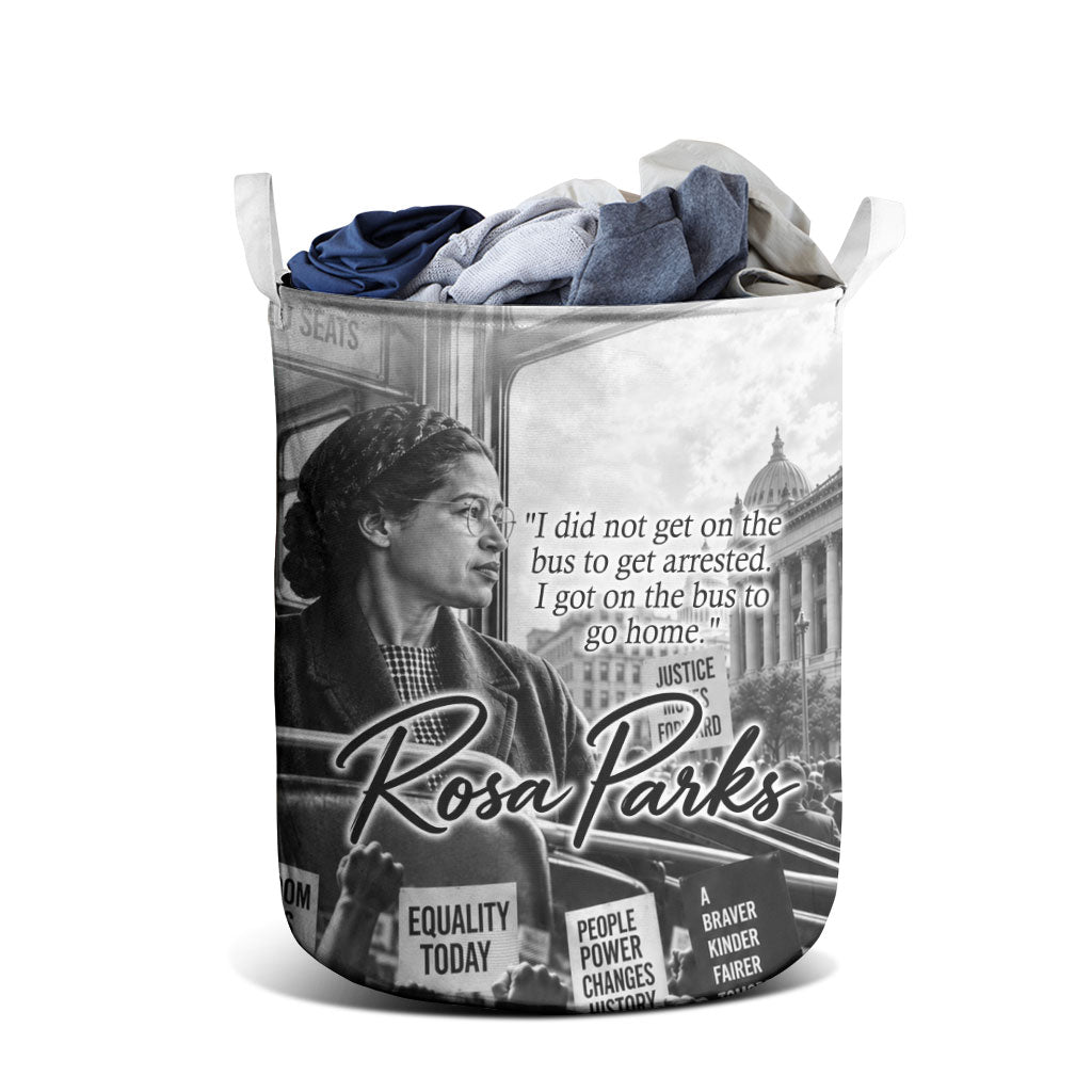 Rosa Parks Civil Rights Laundry Basket Vintage Bus American Flag And Red Roses Tribute
