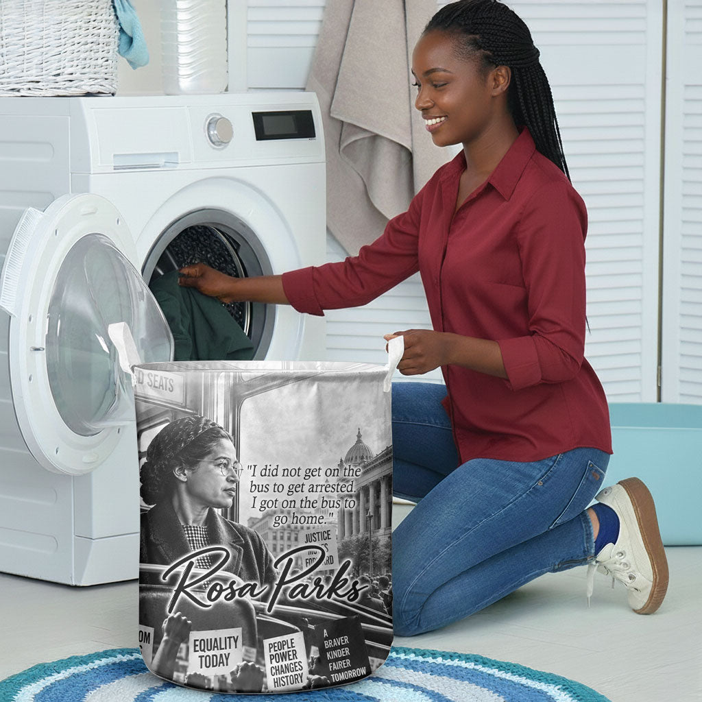 Rosa Parks Civil Rights Laundry Basket Vintage Bus American Flag And Red Roses Tribute