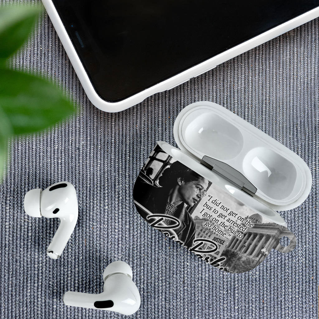 Rosa Parks Civil Rights AirPods Case Vintage Bus American Flag And Red Roses Tribute