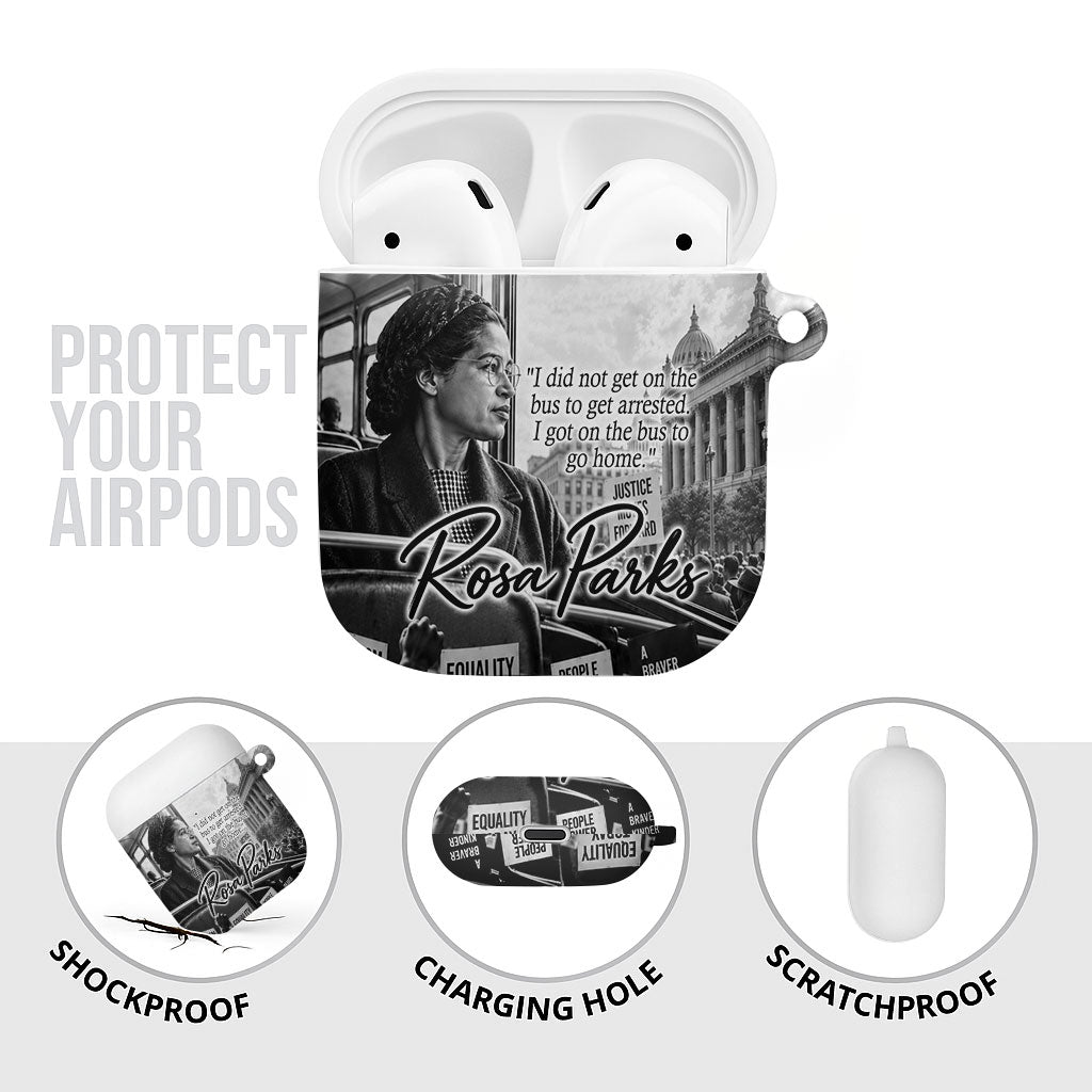 Rosa Parks Civil Rights AirPods Case Vintage Bus American Flag And Red Roses Tribute