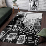Rosa Parks Civil Rights Area Rug Vintage Bus American Flag And Red Roses Tribute