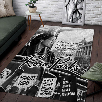 Rosa Parks Civil Rights Area Rug Vintage Bus American Flag And Red Roses Tribute