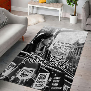Rosa Parks Civil Rights Area Rug Vintage Bus American Flag And Red Roses Tribute