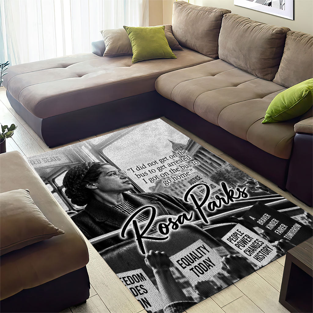 Rosa Parks Civil Rights Area Rug Vintage Bus American Flag And Red Roses Tribute