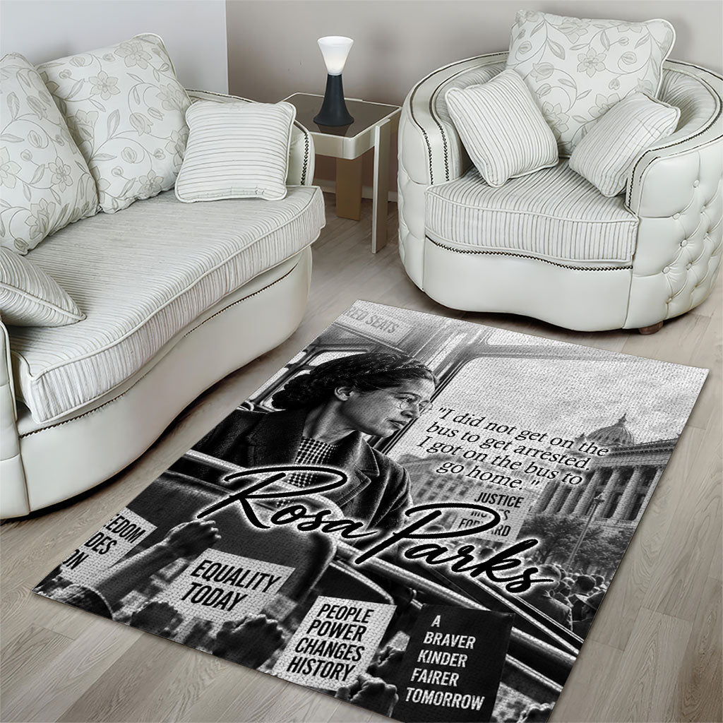 Rosa Parks Civil Rights Area Rug Vintage Bus American Flag And Red Roses Tribute