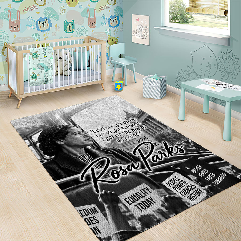 Rosa Parks Civil Rights Area Rug Vintage Bus American Flag And Red Roses Tribute