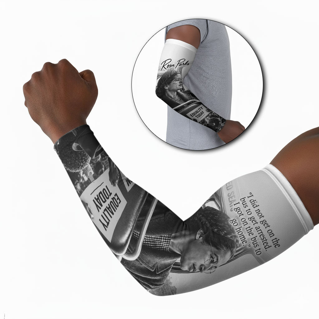 Rosa Parks Civil Rights Arm Sleeves Vintage Bus American Flag And Red Roses Tribute