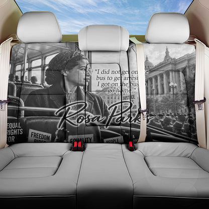 Rosa Parks Civil Rights Back Car Seat Cover Vintage Bus American Flag And Red Roses Tribute