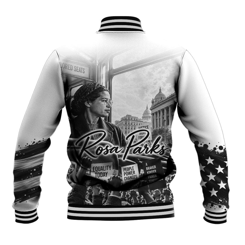 Rosa Parks Civil Rights Baseball Jacket Vintage Bus American Flag And Red Roses Tribute