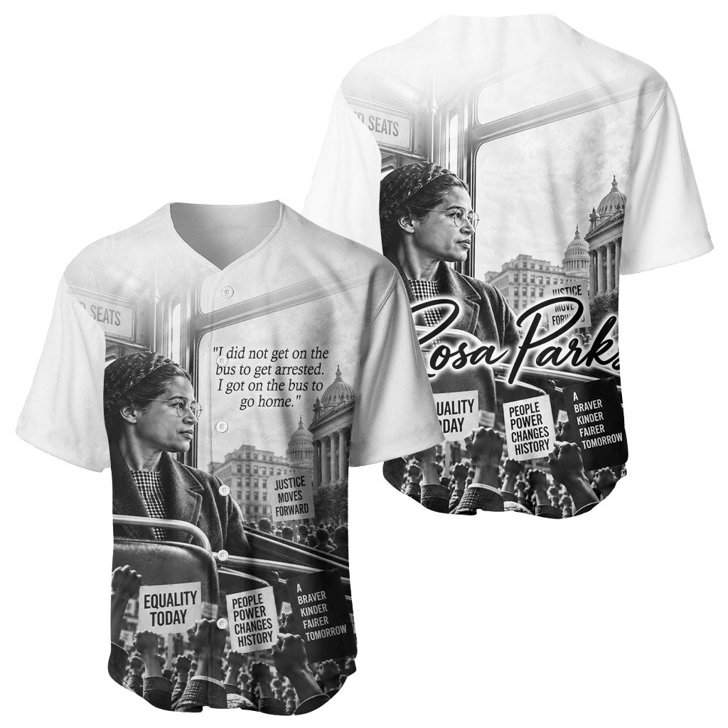 Rosa Parks Civil Rights Baseball Jersey Vintage Bus American Flag And Red Roses Tribute