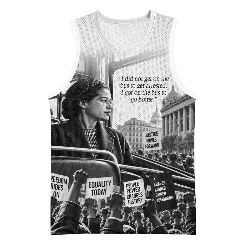 Rosa Parks Civil Rights Basketball Jersey Vintage Bus American Flag And Red Roses Tribute