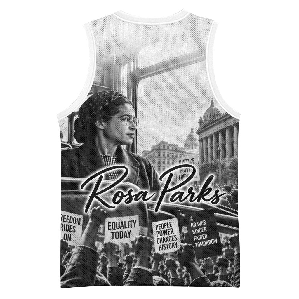 Rosa Parks Civil Rights Basketball Jersey Vintage Bus American Flag And Red Roses Tribute