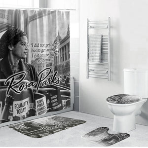 Rosa Parks Civil Rights Bathroom Set Vintage Bus American Flag And Red Roses Tribute