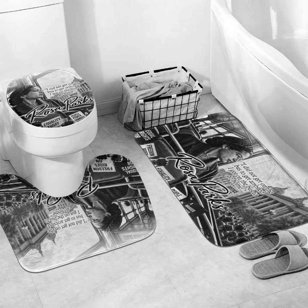 Rosa Parks Civil Rights Bathroom Set Vintage Bus American Flag And Red Roses Tribute