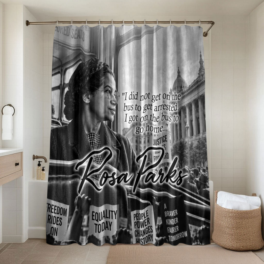 Rosa Parks Civil Rights Bathroom Set Vintage Bus American Flag And Red Roses Tribute