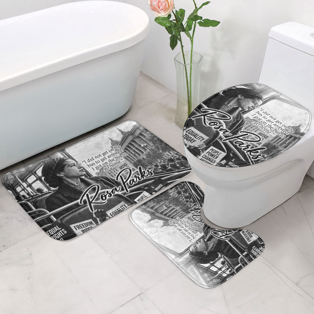 Rosa Parks Civil Rights Bathroom Set Vintage Bus American Flag And Red Roses Tribute