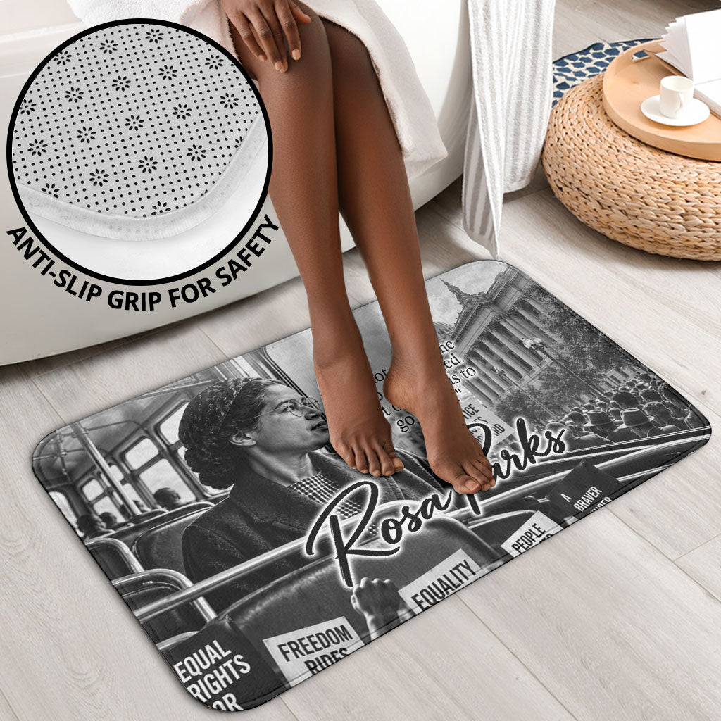 Rosa Parks Civil Rights Bathroom Set Vintage Bus American Flag And Red Roses Tribute