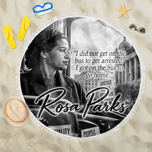 Rosa Parks Civil Rights Beach Blanket Vintage Bus American Flag And Red Roses Tribute