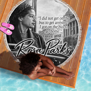 Rosa Parks Civil Rights Beach Blanket Vintage Bus American Flag And Red Roses Tribute