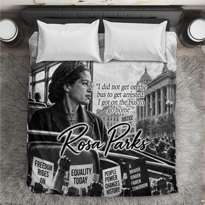 Rosa Parks Civil Rights Bedding Set Vintage Bus American Flag And Red Roses Tribute