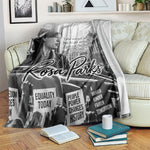 Rosa Parks Civil Rights Blanket Vintage Bus American Flag And Red Roses Tribute