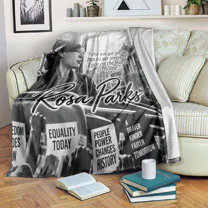 Rosa Parks Civil Rights Blanket Vintage Bus American Flag And Red Roses Tribute